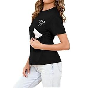 UNIQUEONE Comfort Breastfeeding Shirts for Women Zip Nursing Tops Casual Distressed Acid Washed Maternity Tees, Size L