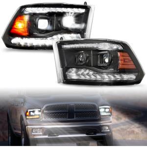 Full LED Headlights for Dodge Ram 1500 09-18, DRL Dynamic Animation Sequential Turn Signal Head Lights for Dodge Ram 1500 2500 3500 2009-2018 Accessories (2PCS)