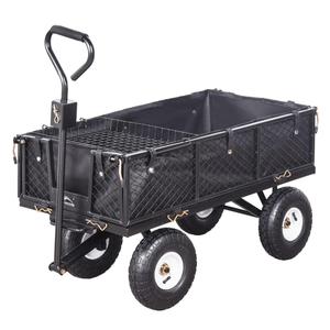 Heavy Duty Steel Garden Cart Large Size with Liner and Iron Frame,Steel Frame Dump Cart with Removable Sides,660lbs Capacity Black