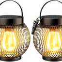 Solar Lanterns Outdoor Waterproof, Upgraded Bright Hanging Solar Lights for Outside, Lanterns Solar Powered Lighting with Clip for Patio Garden Yard Decorative 2 Pack