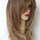 Long Layered Ombre Brown wig Synthetic Hair Fiber Highlight Multicolor brunettes Wigs for White Women (Ombre Brown)