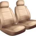 Custom Accessories 2-Piece Midnight Plush Seat Covers for Cars, Trucks, and SUVs, Vegan Leather Seat Cover for Cars, Universal-Fit Car Seat Covers, Interior Accessories - Tan