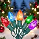 C7 Multicolor Christmas Lights Outdoor, 25FT Vintage String Lights with 27 Clear Colorful Bulbs for Patio, Garden, Porch Decor, Waterproof Connectable, Classic Incandescent Glow