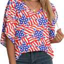 Jouica Women's 3/4 Ruffled Sleeve Blouses Summer Chiffon Casual Loose Tops | Batwing Sleeve,Business,Casual,Flowy,Chiffon Blouse,3/4 Ruffled Sleeve,Lightweight Tops,Elbow Sleeve,Batwing (M)