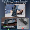 OWKEY Magnetic for Samsung Galaxy S22+ Plus Phone Case with Adjustable Stand, Galaxy S22+ Plus Case [Shockproof Military Grade Drop Protection] Translucent Matte Back Samsung S22 Plus Case, Black