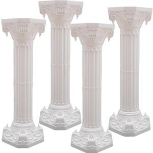 4PCS White Roman Columns Set, Roman Pillar, Wedding Pillars, Hollow Column Flower Stand for Wedding Party Event Decor, Flower Pot Columns and Pillars 10.63 * 34.65in