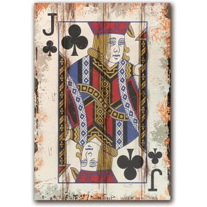 TREEPERI Poker Canvas Wall Art Print Jack of Clubs Game Room Wall Art Print Wall Decor Prints Poster With Framed Wooden Frame (24L" x 16W")
