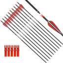 Archery Carbon Arrow Hunting Target Practice Arrows 26 28 30 Inch with Removable Tips for Compound & Recurve Bow 500 Spine 6PCS 12PCS