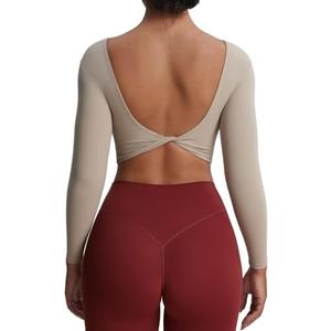 Aoxjox Long Sleeve Crop Tops for Women Emma Twist Back Workout Cropped T Shirt Top Size M Aoxjox Long Sleeve Crop Tops for Women Emma Twist Back Workout Cropped T Shirt Top Size M