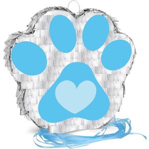 Dog Paw Piata Small Dog Paw Piata Themed Birthday Party Supplies Blue Puppy Paw It's Party Woof Themed for Girls Boy Baby Shower