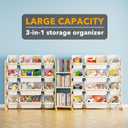 SpaceAid Large Toy Storage Organizer with 24 Bins and 3 Shelves, Toy Organizers Storage Bookshelf, Kids Bin Shelf Box Bookcase for Bedroom Playroom Organization Room Decor, White, 74"w, 3 Shelves, 24 Bins