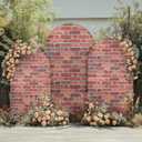 Set of 3 Arch Backdrop Cover Red Brick 7.2ft 6.6ft 6ft Spandex Wrinkle Free Fitted Arch Background Cover Farmhouse Style Top Chiara Arch Cover for Wedding Birthday Party Photography Arch Background