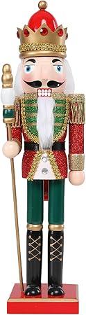 Christmas Nutcracker Decorations Nutcracker Figure 15 Inch Wooden Nutcrackers Collectible Ornament Nutcrackers Soldier for Table Desktop Home Christmas Decor Xmas Indoor Decor Black Hat beat a drum