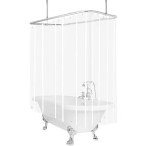 Clear Clawfoot Tub Shower Curtain Short Length 60 Inch 360 PEVA Wrap Around Bath Tub Curtain Sets with 6 Bottom Magnets for Bathroom Freestanding Tub 32 Metal Hooks Included 60''L x 180''W