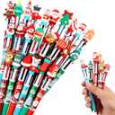 CCINEE 24pcs Christmas Multicolor Ballpoint Pens, Novelty 4-In-1 Retractable Writing Pen Bulk Holiday Pens for Adults Christmas Office Coworker Gifts School Prize
