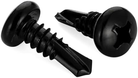 #6 X 1/2" Pan Head Self Drilling Screws, Phillips Drive Self Tapping Sheet Metal Tek Screws, Black Oxide 410 Stainless Steel, 100 PCS(2pack)