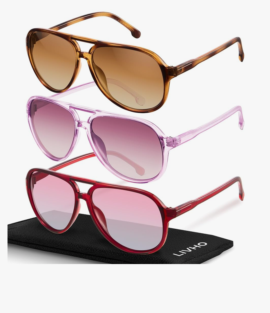 livho Trendy Polarized Aviator Sunglasses Women Men, Retro Sun Glasses for Women Men 2025, Oversized UV Protection Shades
