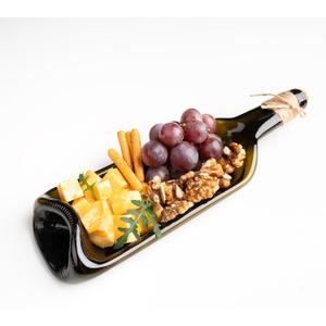 Melted Wine Bottle Serving Boards; Decorative Rectangle Serving Trays for Home Decor; Small Cheese Platter Serving Board; Unique Cheese and Cracker Tray for Dinner Party