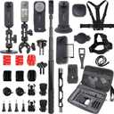PellKing Accessories Kit for insta360 X5,Included Carrying Case with Belt,2 Pcs Metal 1/4" Adapter,Handlebar Clamp,Magnetic Mount,43in Selfie Stick,Chest Strap,Head Strap,Backpack Mount,and Others