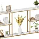 WOHOMO Gold Console Table,3-Tier Small Entryway Table for Hallway, Narrow Sofa Table Behind Couch for Living Room, Entrance(63 inch)