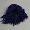 incohair 14 Inches Dark Blue Wig with Bangs Women Girls Short Curly Wavy Bob Wig Shoulder Synthetic Party Wigs Wig Cap Included (Dark Blue)