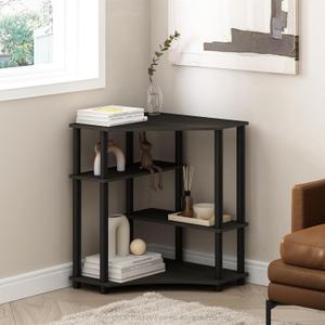 Furinno Turn-N-Tube Multipurpose Corner Shelf, Display Rack, Bookshelf, Espresso/Black