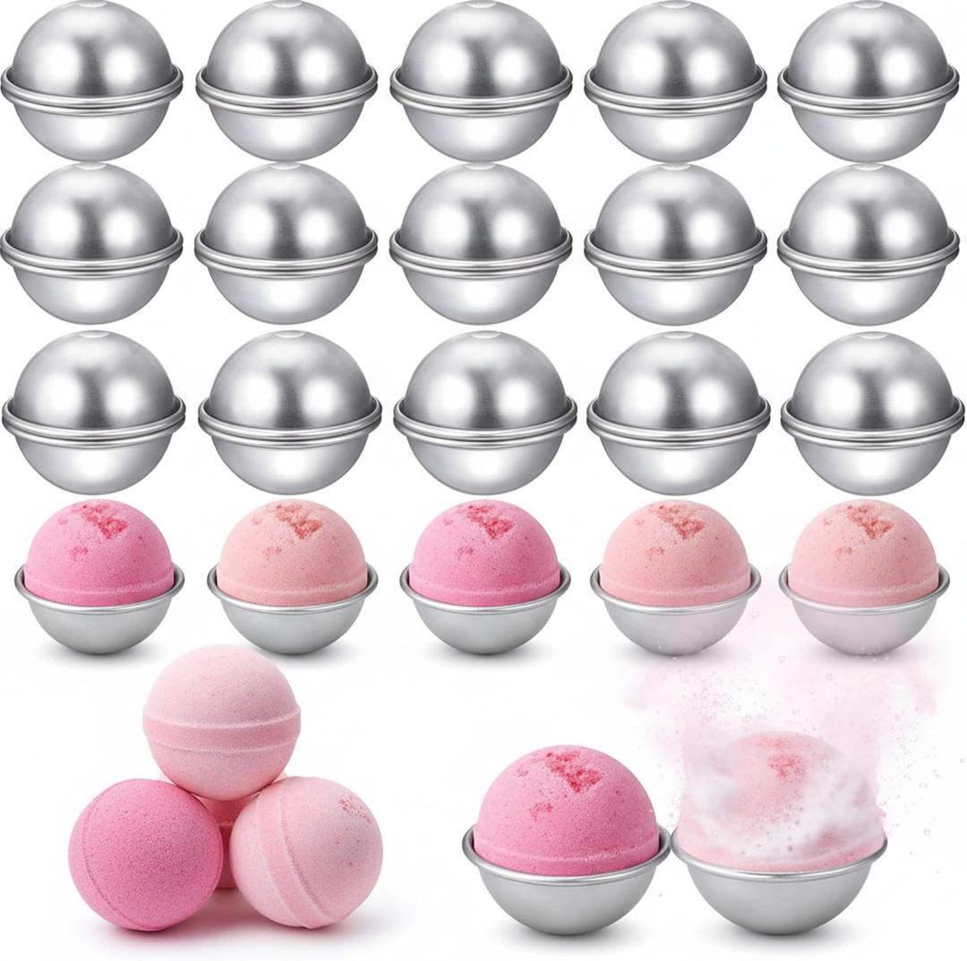 Patelai 16 Pcs Metal Bath Bomb Molds 6 Cm/ 2.4 Inch, EasyRelease Soap Mold & Bath Bombs Press for DIY Making Supplies, Ideal Gift for Spa Handmade Crafts