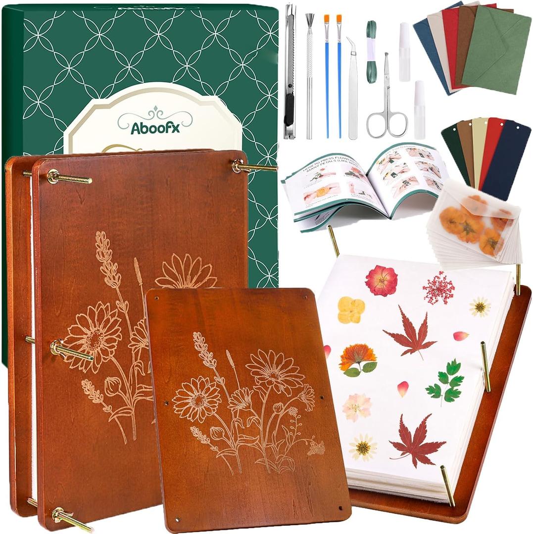 Aboofx Flower Press Kit, Craft Kits 15.7" x 11.8" 6 Layers Wooden Flower Pressing Kit for Crafts Pressed Flowers and Plant for DIY Art, Preservation for Bookmark Frame Wedding Drying Kits