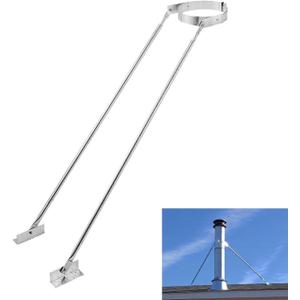 Stainless Steel Extended Roof Chimney Support Kit, 6-14" Adjustable Extended Roof Brace, Chimney Stove Pipe Support Provide Stability Against Wind and Snow(6-14")