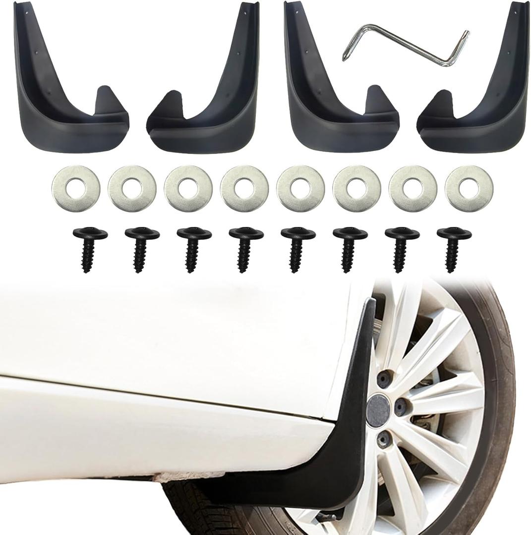 4PCS Car Mud Flaps, Black Mud Flaps Splash Guards, Front Rear Mud Flaps Splash Guards, No Drilling Mudguards Fenders Car Exterior Accessories Universal for Most Cars, Sedan Vehicle