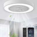 LEDIARY 20 Inch Low Profile Ceiling Fan With Light, Led Bladeless Ceiling Fans, Remote Control Enclosed Flush Mount Ceiling Fan With Timming, 3000-6000K, 6 Wind Speed, 3000LM, 57W-White