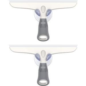 MR.SIGA Multi-Purpose Silicon Squeegee for Window, Glass, Shower Door, Car Windshield, Heavy Duty Window Scrubber, Includes Suction Hook, 10 inch, White & Gray, 2 Pack