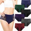 TUXIYA 6Pack Incontinence Underwear for Women, Leak Proof Underwear for Women Washable & Reusable for Leakage Protective Panties(Size:2XL)