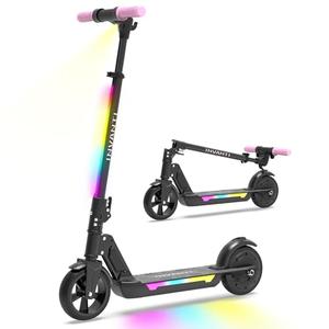 INVANTI KS03 Electric Scooter for Kids Ages 8+, 180W Motor, Max 12mph & 10 Miles, 7" Solid Wheel, LED Lights, LED Display, Double Braking, Kids Electric Scooter with 3 Adjustable Speeds (Pink)