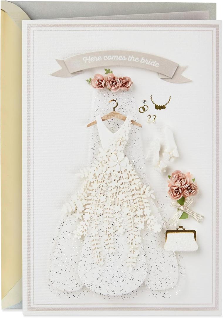 Hallmark Signature Wedding, Bridal Shower, or Engagement Card (Here Comes the Bride)