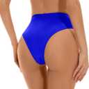 Kepblom Women's High Waisted Bikini Bottom - High Cut Cheeky Rave Bottoms for Beach, Swimming Pool,Rave Festivals (Blue, XXL)