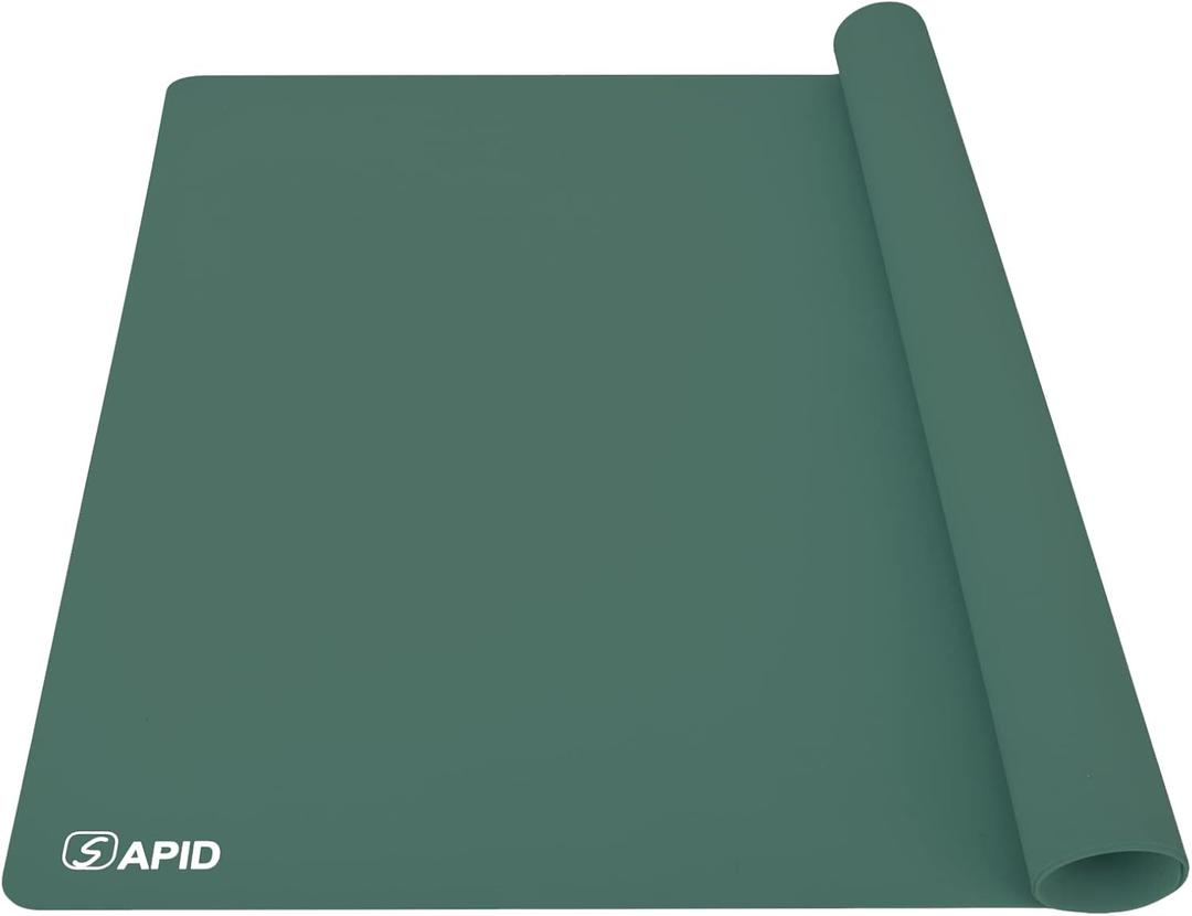 Sapid Extra Large Silicone Sheet for Crafts, Thick Silicone Jewelry Casting Mats, Nonstick Nonslip Silicon Mat for Epoxy Resin, Art Painting, Heat- Resistance Counter Mat (20"27.9", Dark Green)