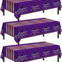 Childom 3 Pack Graduation Tablecloth,Graduation Decorations Class of 2026 Graduation Party Decorations,54"x108" Purple and Gold Plastic Table Cloth Disposable Rectangle for Home,School,Party Supplies