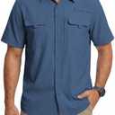 WULFUL Men's Sun Protection Fishing Shirts UPF 50+ Lightweight Quick Dry Cooling Short Sleeve Shirts for Work Hiking Safari, M