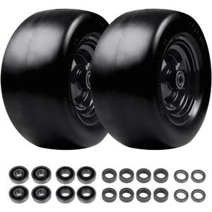 Lawn Mower Tires Flat Free 2 Pack, Zero Turn Lawn Mower Solid Smooth Rubber Front Tires (Black, 11x6.00-5 (2 Pack))