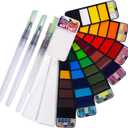 Watercolor Paint set  42 Assorted Colors with 3 Brushes  Perfect Foldable Watercolor Field Sketch Set for Outdoor Painting Travel Pocket Watercolor Kit