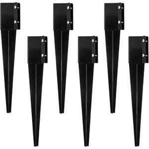 6 Pcs Fence Post Anchor Ground Spike 4x4 Metal Post Stake 24 Inch for Mailbox Deck Railing Black