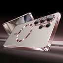 for Samsung Galaxy S25 Ultra Case.Phone Cover Clear Back Surrounding Plating Metallic Glossy.Magnetic Case Slim Thin Soft funda capa para 6.9" Built-in Lens Protector (Rose Gold)