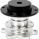 BestTeam Universal Steering Wheel Snap Off Quick Release Hub Adapter Boss Kit With 6-hole Steering Wheel Hub (Sliver)