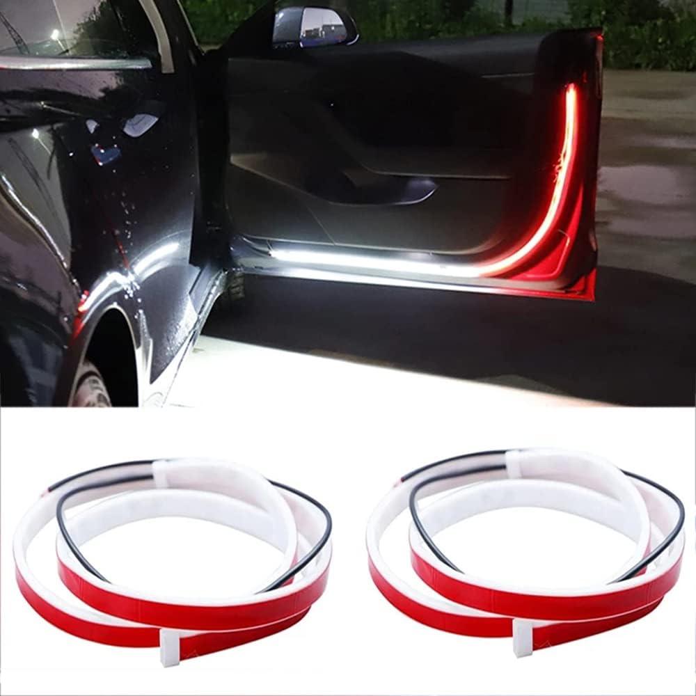 2 Pcs 1.2M/48 Inch Car Door LED Warning Light, Flexible Strip Light White & Red Sequential Safety Light, Strobe Lights for Anti rear-end Collision