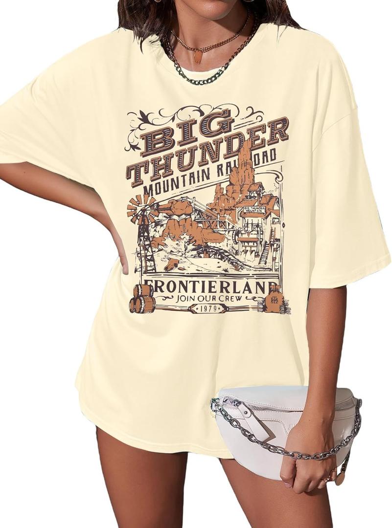 Magical Shirt for Women Magic Kingdom Shirts Oversized Graphic Short Sleeve T-Shirt Casual Holiday Vacation Tee Tops (Yellow, XL)