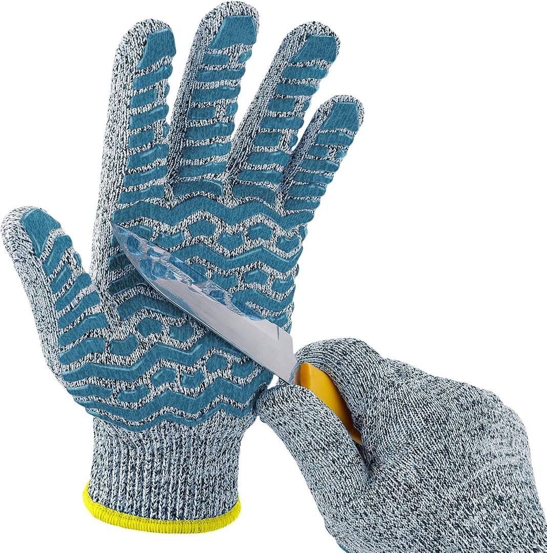 2 x HandLove Cut Resistant Gloves, 100% Food Contact Safe, CE Level 5 Premium Protective Cutting Gloves (Medium, Blue)