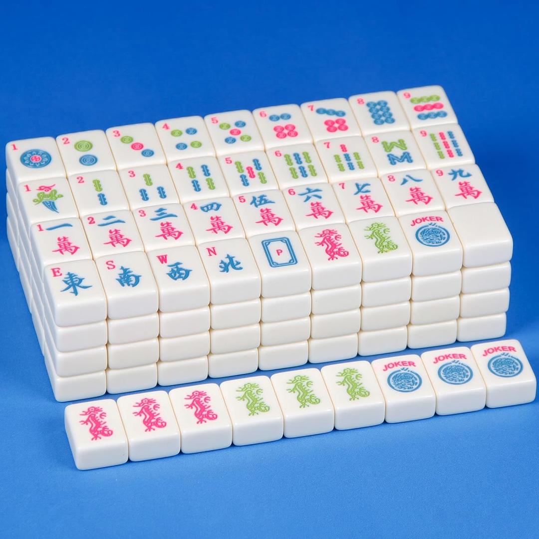 American Mahjong Set 166 Mahjong Tiles Ivory Color American Mahjong Game Set 1.2-inch Mahjong Set