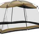 Screen House 13x9 Ft Canopy Tent Sun Shade Shelter Perfect for Outdoor Activities, Khaki