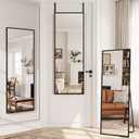 Suidia Full Length Mirror Over the Door&Wall Mounted, 48"x14" Door Mirror with Aluminum Alloy Frame, HD Shatterproof, No-Drill, Hanging Mirrors for Bedroom, Bathroom, Dorm, Closet, Rect, Black
